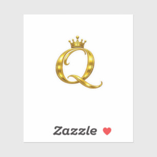 Luxus-Gold-Monogramm-Buchstabe Q Royal Crown Aufkl Aufkleber