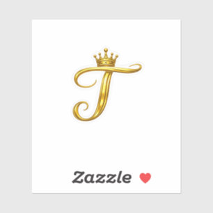 Luxus-Gold-Monogramm-Buchstabe T Royal Crown Aufkl Aufkleber
