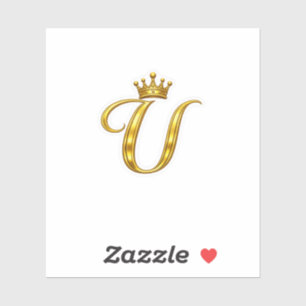 Luxus-Gold-Monogramm-Buchstabe U Royal Crown Aufkl Aufkleber