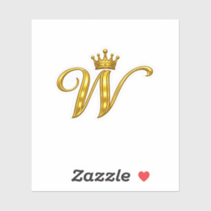 Luxus-Gold-Monogramm-Buchstabe W Royal Crown Aufkl Aufkleber