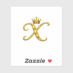 Luxus-Gold-Monogramm-Buchstabe X Royal Crown Aufkl Aufkleber