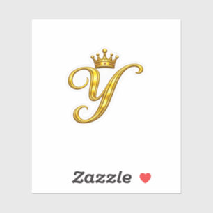 Luxus-Gold-Monogramm-Buchstabe Y Royal Crown Aufkl Aufkleber