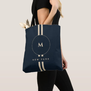 Luxus-Gold-Monogramm-Initial-Midnight-Navy-Resort Tasche