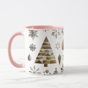 Luxus-Gold-Mosaik-Geometrischer-Baum-Kombibecher Tasse