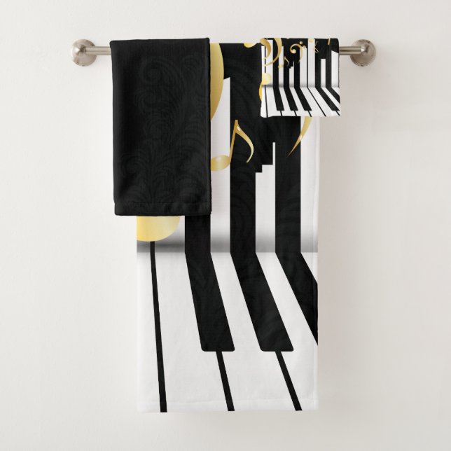 Luxus Gold Music Piano Schlüssel Badhandtuch Set (Insitu)