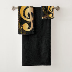 Luxus Gold Musiknote Badhandtuch Set