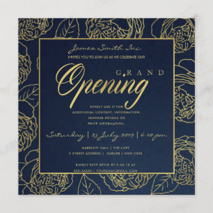 LUXUS GOLD NAVY ROSE BLUMEN ERÖFFNUNGSZEREMONIE EINLADUNG