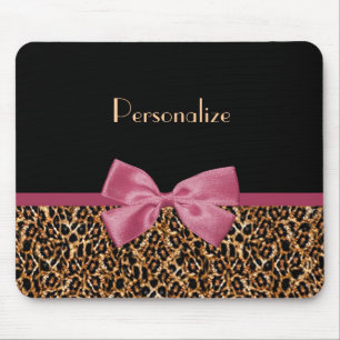 Luxus Gold Pelopard Print Mauve Bow mit Namen Mousepad