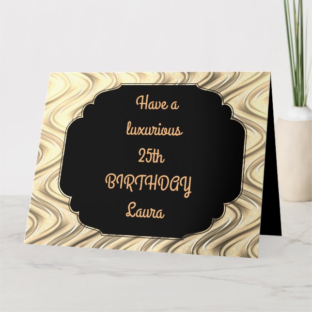 Luxus Gold Personalisiert 25. Geburtstag Karte (Vorderseite)