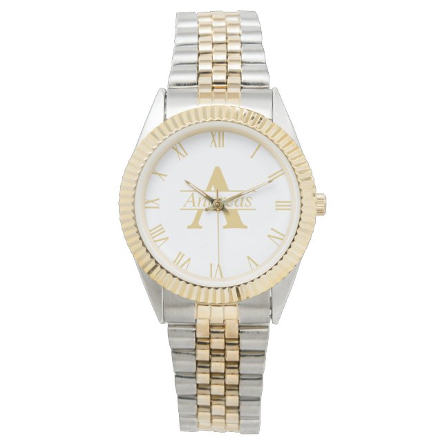 Luxus Gold Personalisiert Monogramm und Name Armbanduhr (Vorderseite)
