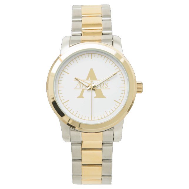 Luxus Gold Personalisiert Monogramm und Name Armbanduhr (Vorderseite)