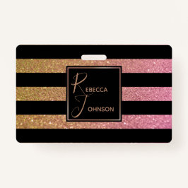 Luxus Gold Pink Glitzer Streifen - Abzeichen Ausweis