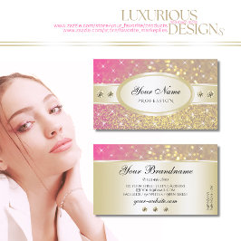 Luxus Gold Pink Lila Glitzer Diamanten Lounge Visitenkarte