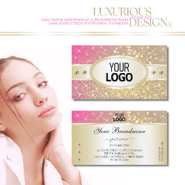 Luxus Gold Pink Lila Glitzer Diamonds Logo hinzufü Visitenkarte