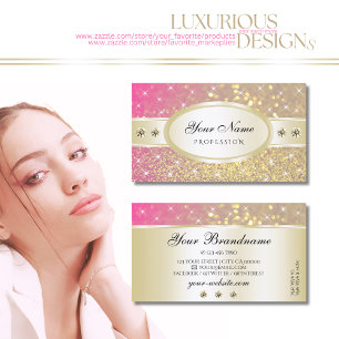 Luxus Gold Pink Lila Glitzer Sparkle Diamanten Visitenkarte