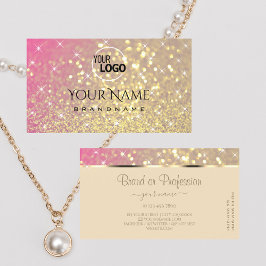 Luxus Gold Pink Lila Glitzer Sparkle Stars Logo Visitenkarte