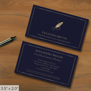 Luxus Gold Quill Logo Visitenkarte