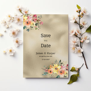 Luxus Gold Rosa Orange Minze Floral Save the Date Einladung