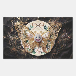 Luxus-Gold-Schmetterling-Danke-Aufkleber Elegant Rechteckiger Aufkleber