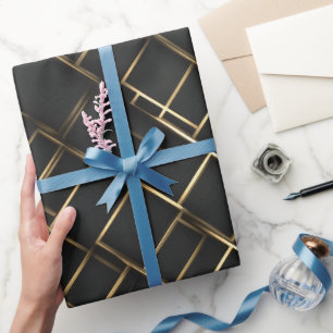 Luxus Gold Schwarz Diamant Geometrisches Muster Geschenkpapier