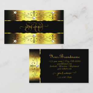 Luxus Gold Schwarz Verzierte Ränder Juwelen Monogr Visitenkarte
