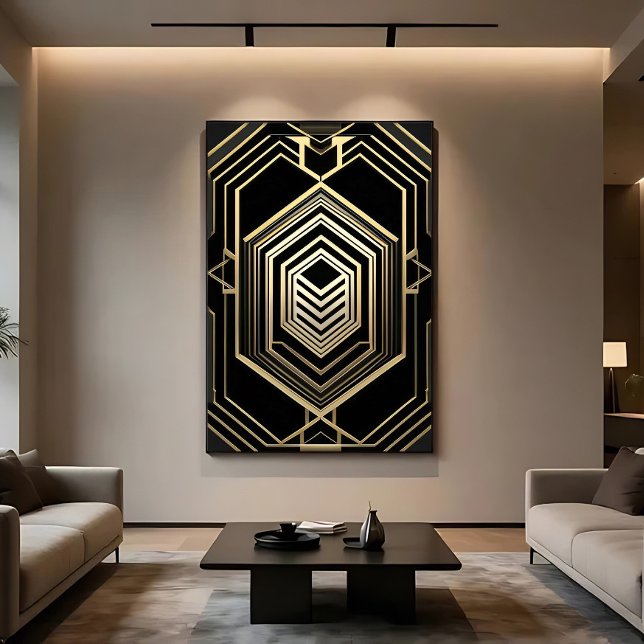 Luxus Gold Schwarzes geometrisches Schild (Von Creator hochgeladen)