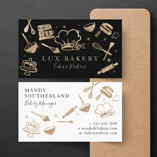 Luxus Gold Sparkle Backen Backen Utensil Bäckerei Visitenkarte