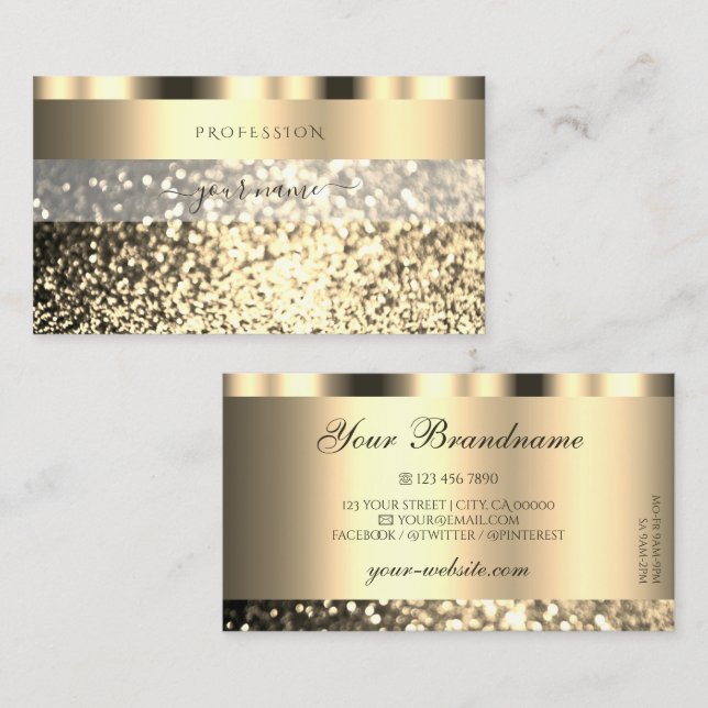 Luxus Gold Sparkling Glitzer Schimmery Golden Visitenkarte (Vorne/Hinten)