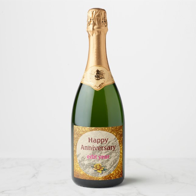 Luxus Gold Sparkling Wine Glitzer Marble Customiz (Vorderseite)