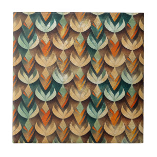 Luxus-Gold-Teal-Art-Deco-Abstraktes Muster Fliese