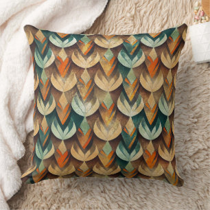 Luxus-Gold-Teal-Art-Deco-Abstraktes Muster Kissen