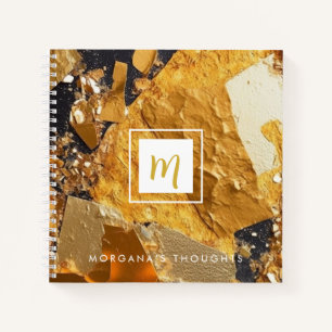 Luxus Gold Teller Sparkle Monogram Square Notizbuch