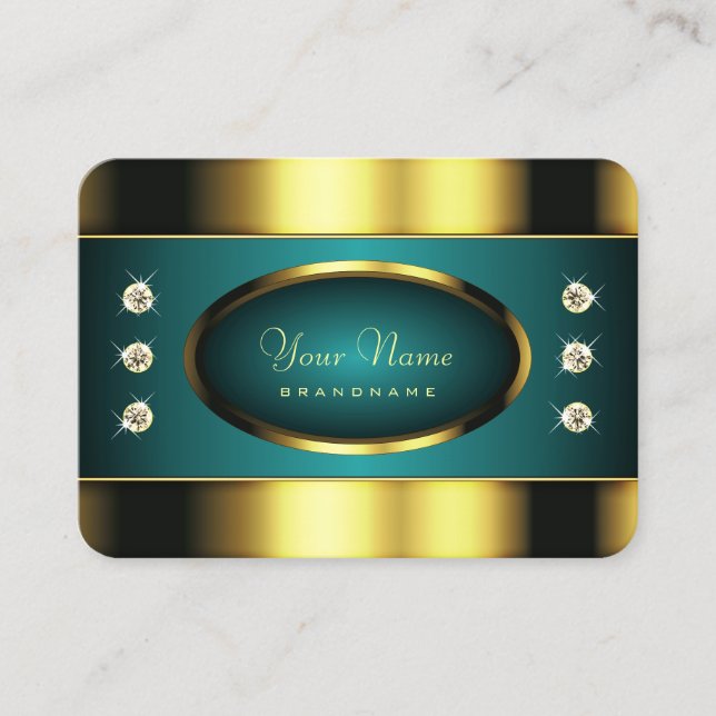 Luxus Gold und Aquamarin mit Diamanten Beruflich Visitenkarte (Vorderseite)