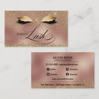 Luxus Gold und Kupfer Eyelash Tech Beauty Salon Visitenkarte