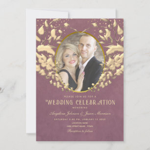 Luxus Gold und Lila Hochzeitseinladung Einladung