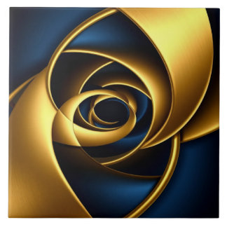 Luxus-Gold- und Marineblau-Spiral-Abstrakt Elegant Fliese
