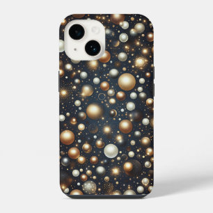 Luxus Gold- und Perlenkugeln Funkelnde Galaxie Geo iPhone 14 Hülle