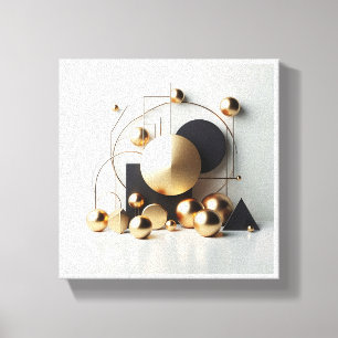 Luxus Gold und Schwarz Geometrisch Abstrakt - Mode Leinwanddruck