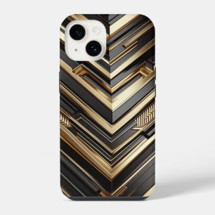 Luxus Gold- und Schwarz geometrische Handyhülle Mo iPhone 14 Hülle