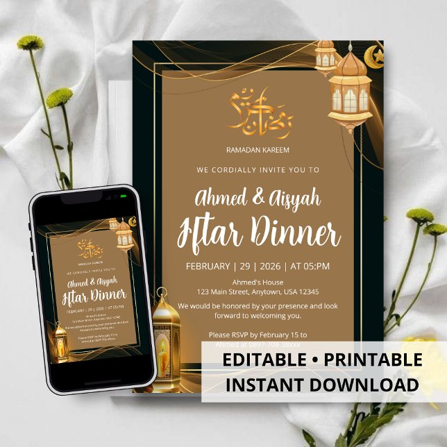 Luxus Gold- und Schwarz- Iftar-Dinner Einladung (Von Creator hochgeladen)