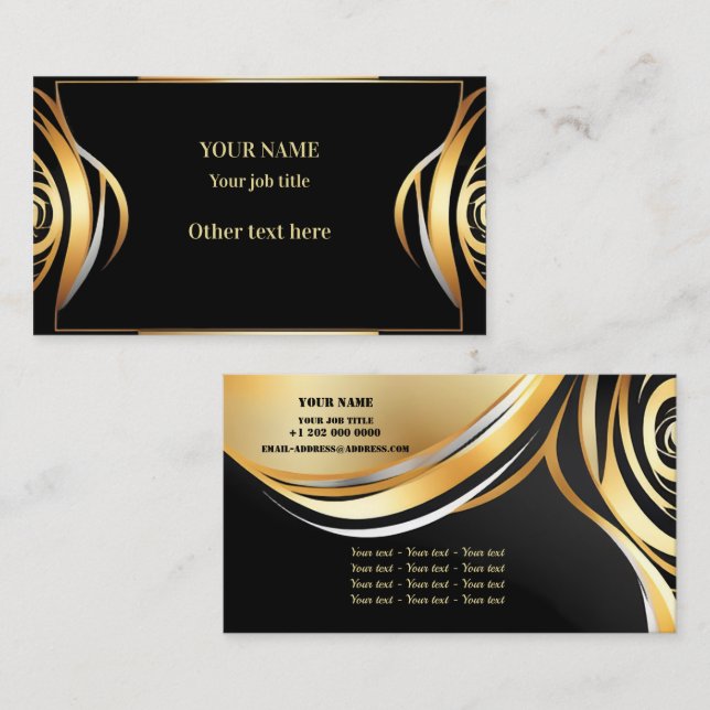 Luxus Gold und Schwarz Visitenkarte (Vorne/Hinten)