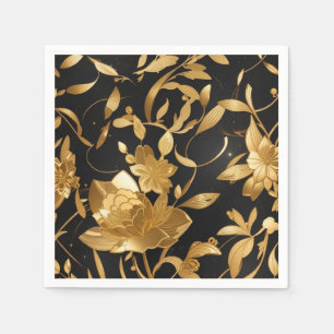 Luxus Gold und schwarze Blumen Serviette