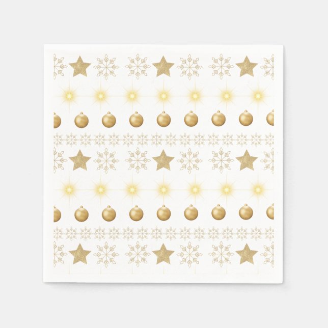 Luxus Gold und Weiß Luxuriöses Festivus Serviette (Vorderseite)