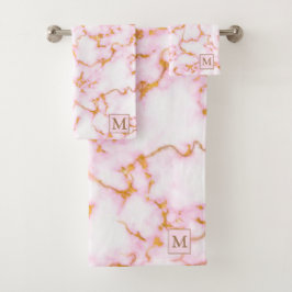 Luxus Gold Weißmarmor Mit Monogramm Badhandtuch Set