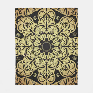Luxus Gold Wirbel Blumenhintergrund Fleecedecke