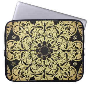 Luxus Gold Wirbel Blumenhintergrund Laptopschutzhülle