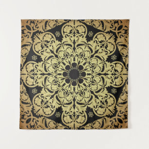Luxus Gold Wirbel Blumenhintergrund Wandteppich
