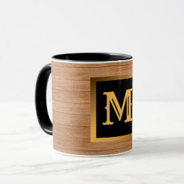 Luxus Gold Wood Modern Mit Monogramm Tasse
