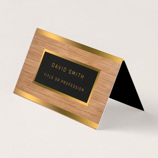 Luxus Gold Wood Modern Visitenkarten (Vorderseite)