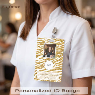 Luxus-Gold-Zebra-Glitterdruck-Foto-ID-Ausweis Ausweis
